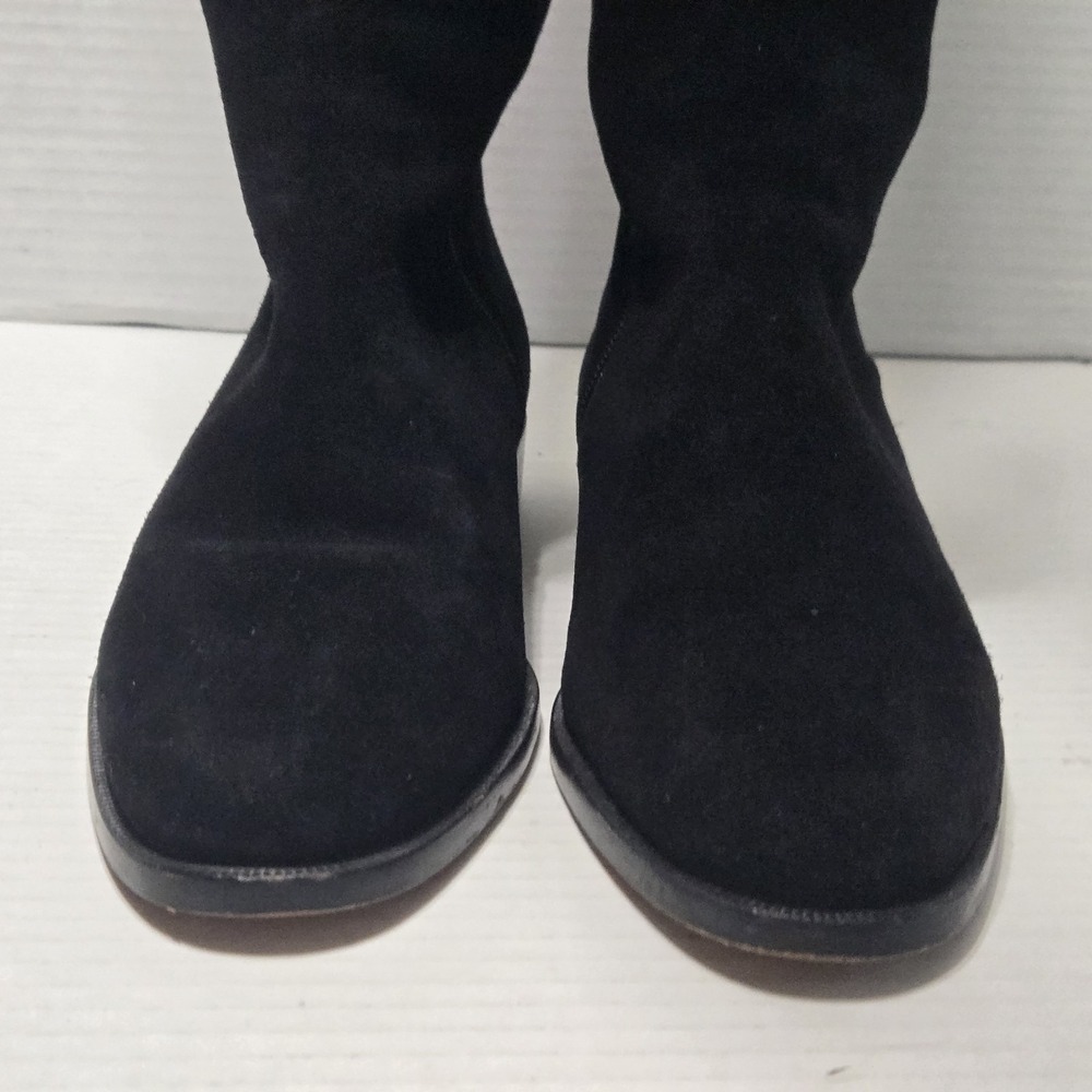 J Crew Over The Knee Riding Boots 7.5 Black Suede Leather Cuff Tall K2741 Witchy - Picture 10 of 11